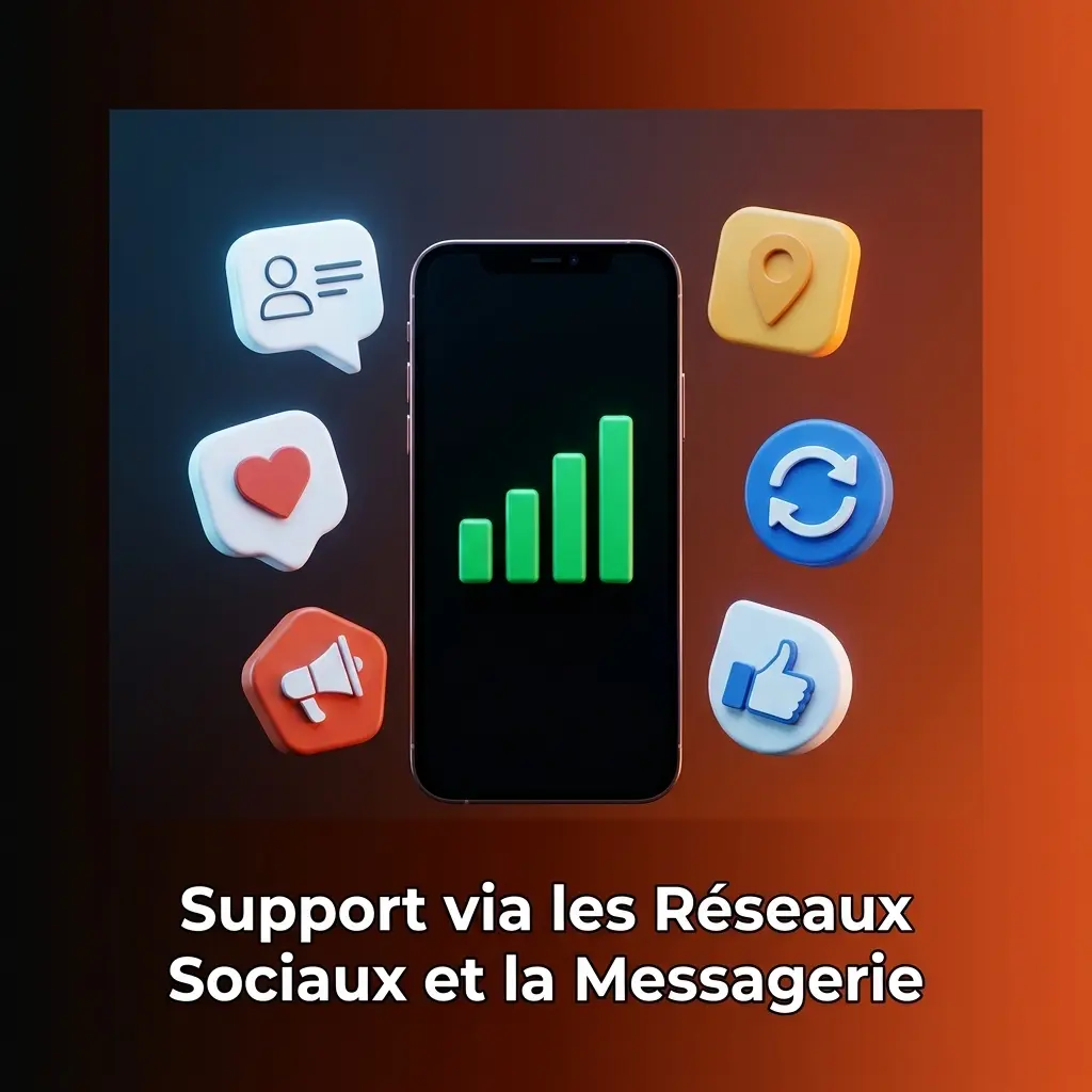 Support client via réseaux sociaux : Telegram, WhatsApp, Facebook Messenger et Twitter pour questions rapides