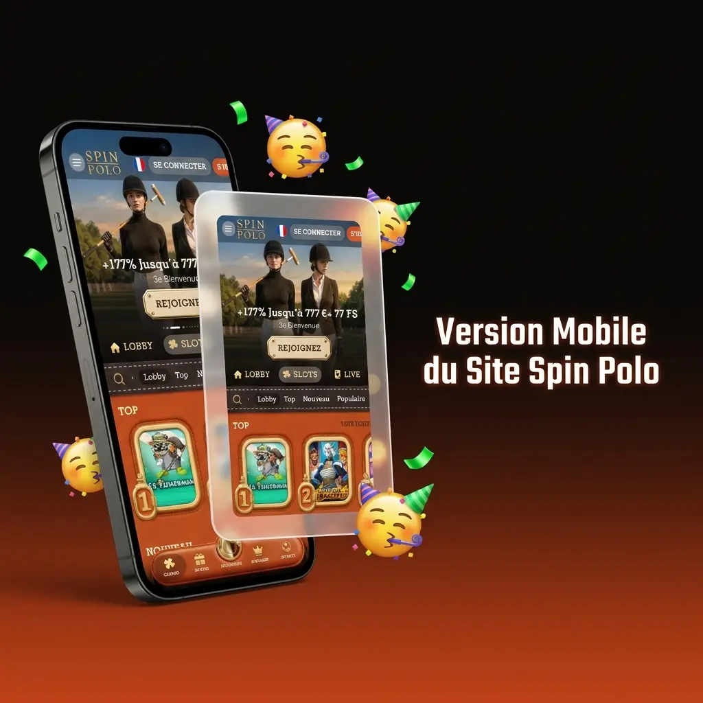 Site mobile Spin Polo optimisé pour smartphones et tablettes, accessible sans téléchargement via navigateur